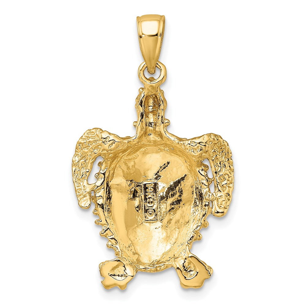 14K Gelbgold Charm Meeresschildkröte mit stacheligem Panzer