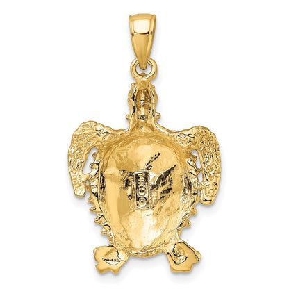 14K Gelbgold Charm Meeresschildkröte mit stacheligem Panzer