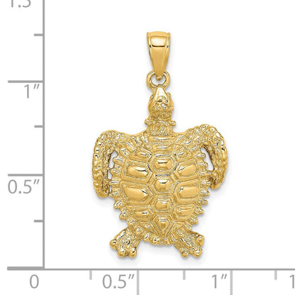 14K Gelbgold Charm Meeresschildkröte mit stacheligem Panzer