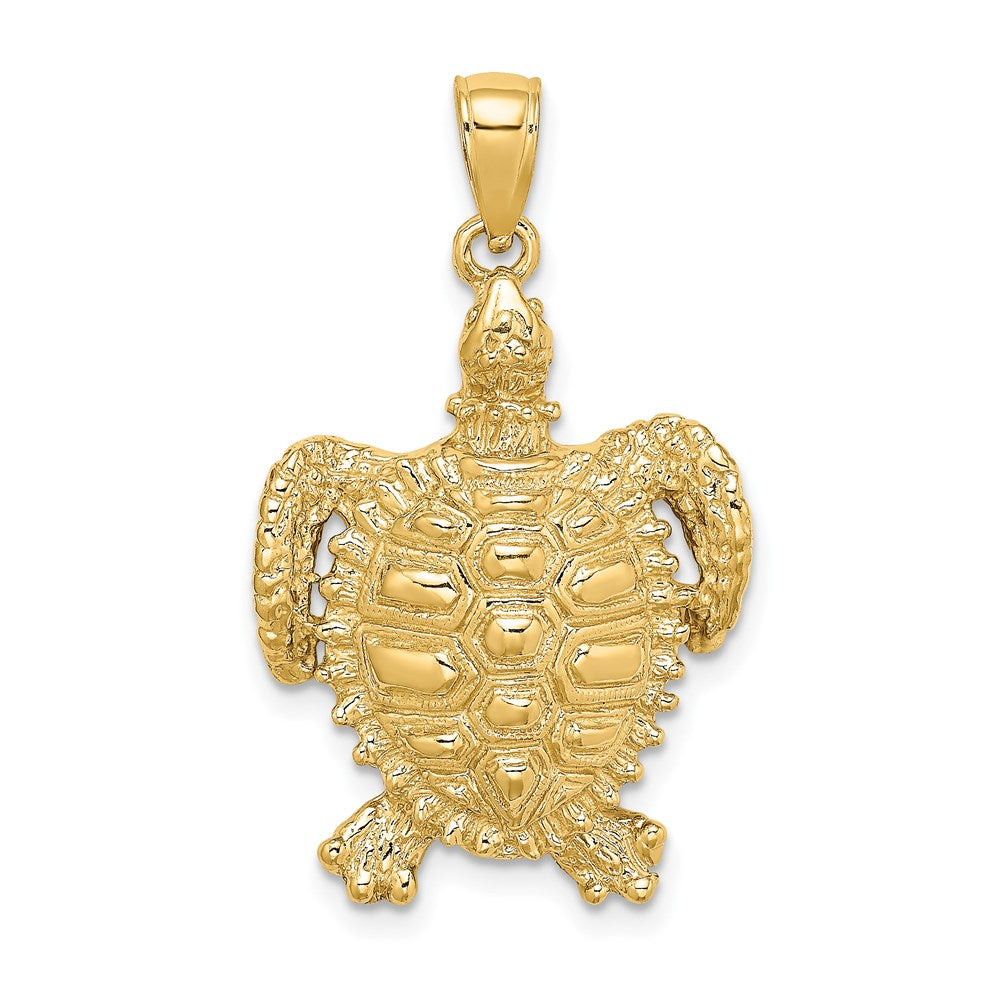 14K Gelbgold Charm Meeresschildkröte mit stacheligem Panzer