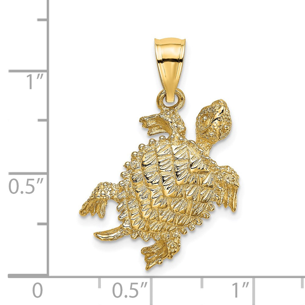 14 Karat Gelbgold Meeresschildkröten-Charm mit Schwanz