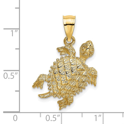 14 Karat Gelbgold Meeresschildkröten-Charm mit Schwanz