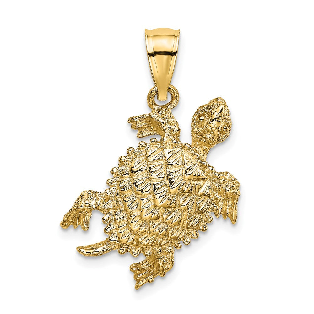 14 Karat Gelbgold Meeresschildkröten-Charm mit Schwanz