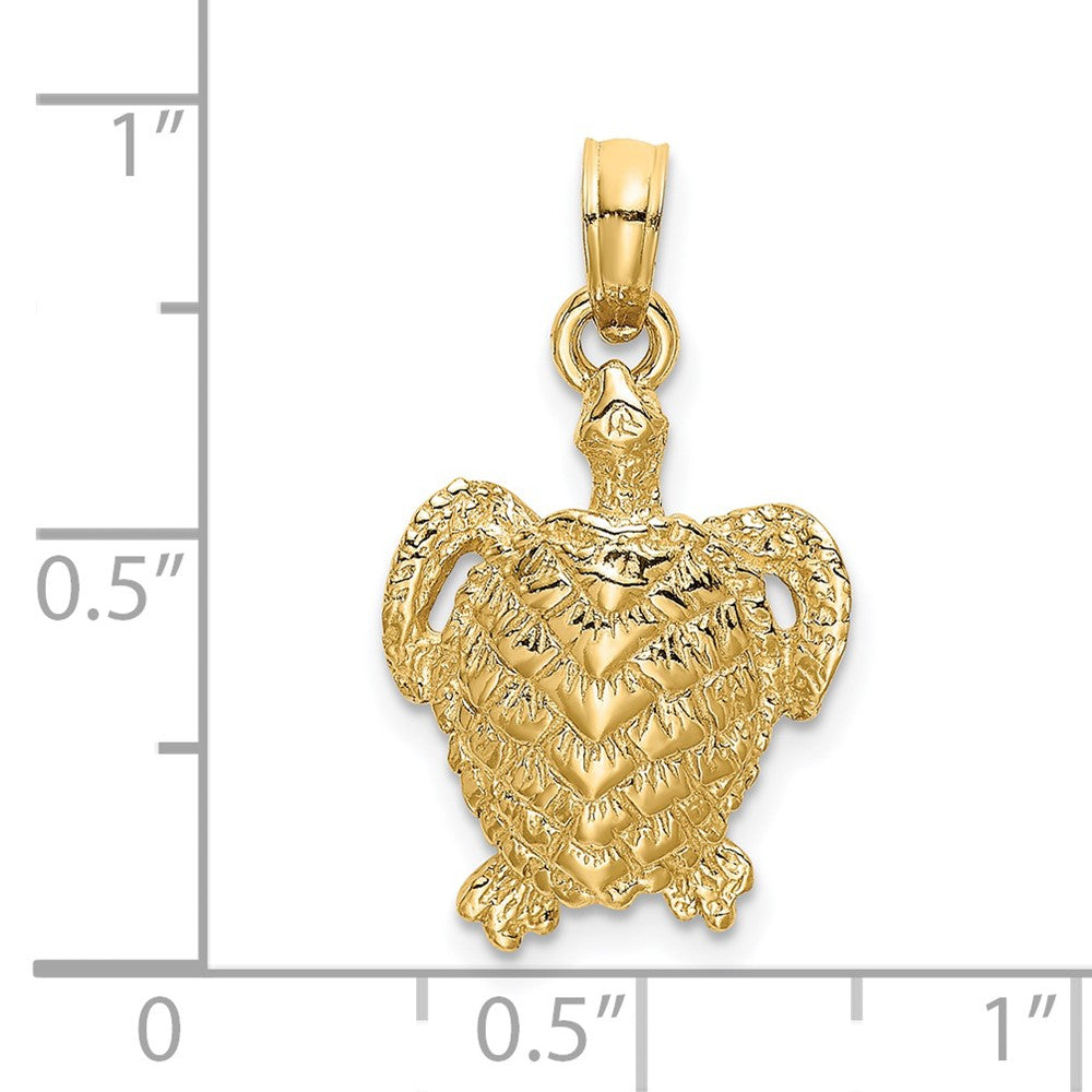 14K Gelbgold Strukturiert Meer Schildkröte Charm
