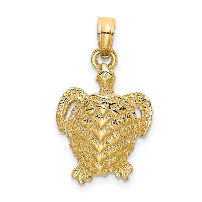 14K Gelbgold Strukturiert Meer Schildkröte Charm