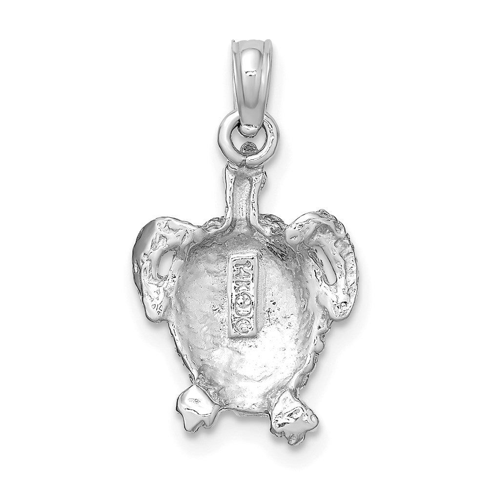 14K Weißgold Strukturiert Meer Schildkröte Charm