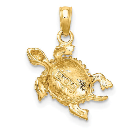 14K Gelbgold Meer Schildkröte mit Schwanz Charm