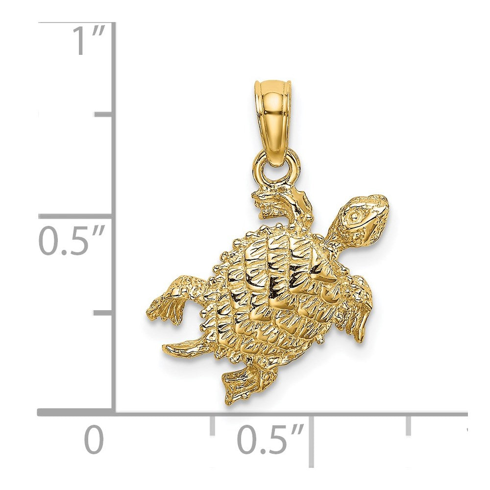 14K Gelbgold Meer Schildkröte mit Schwanz Charm