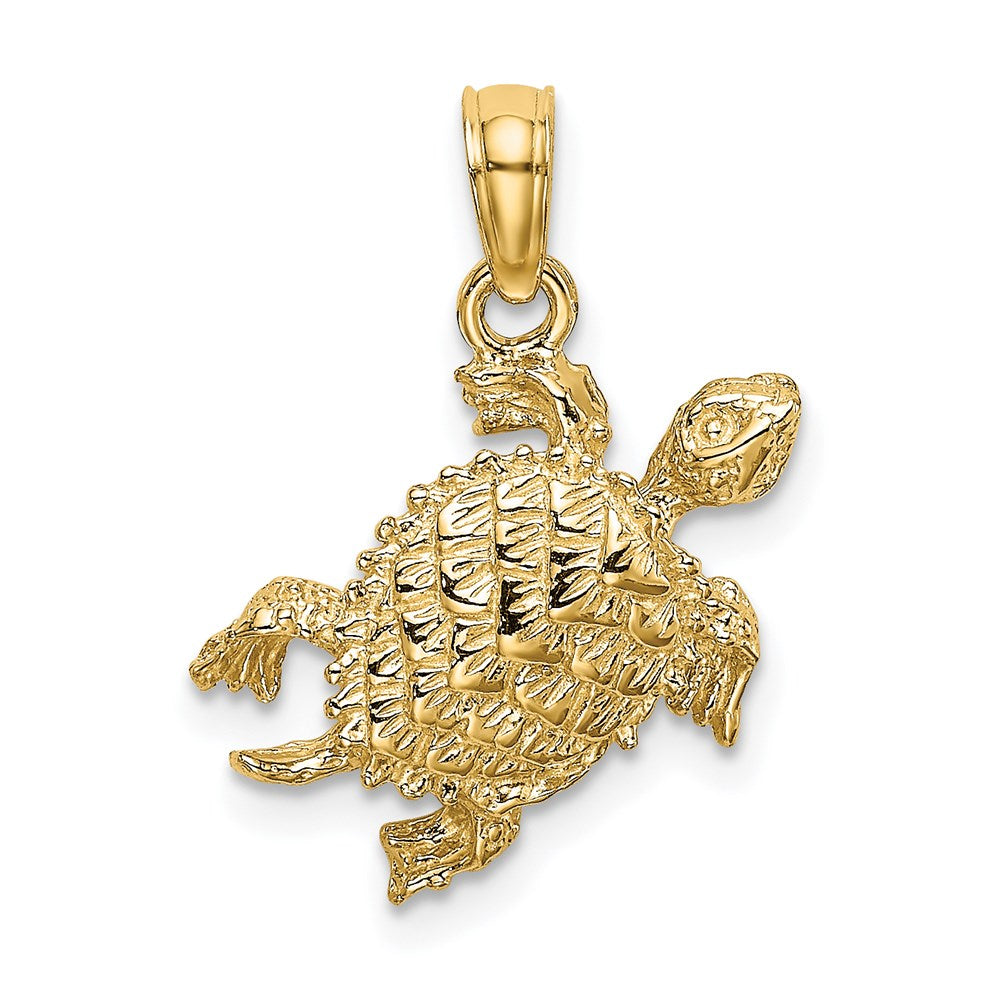 14K Gelbgold Meer Schildkröte mit Schwanz Charm