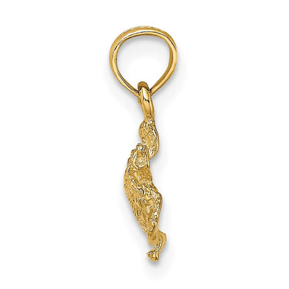 14K Gelbgold Strukturiert Meer Schildkröte Charm