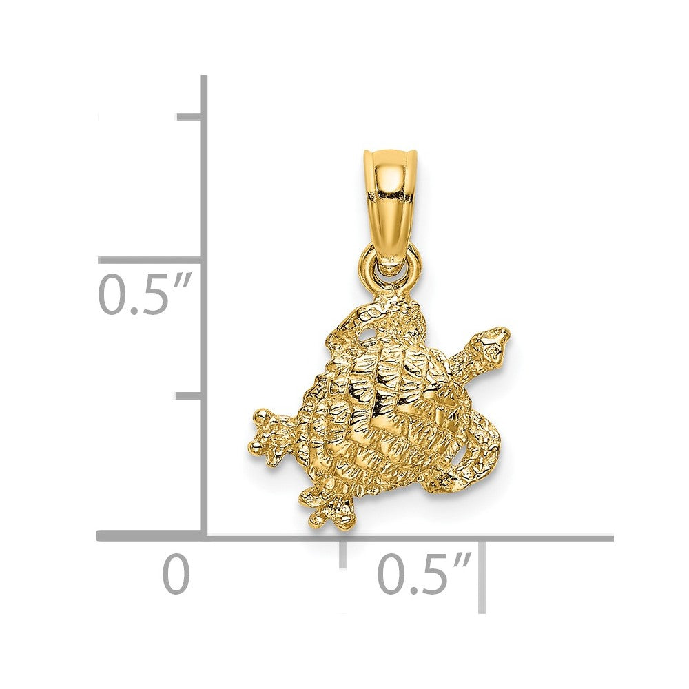 14K Gelbgold Strukturiert Meer Schildkröte Charm