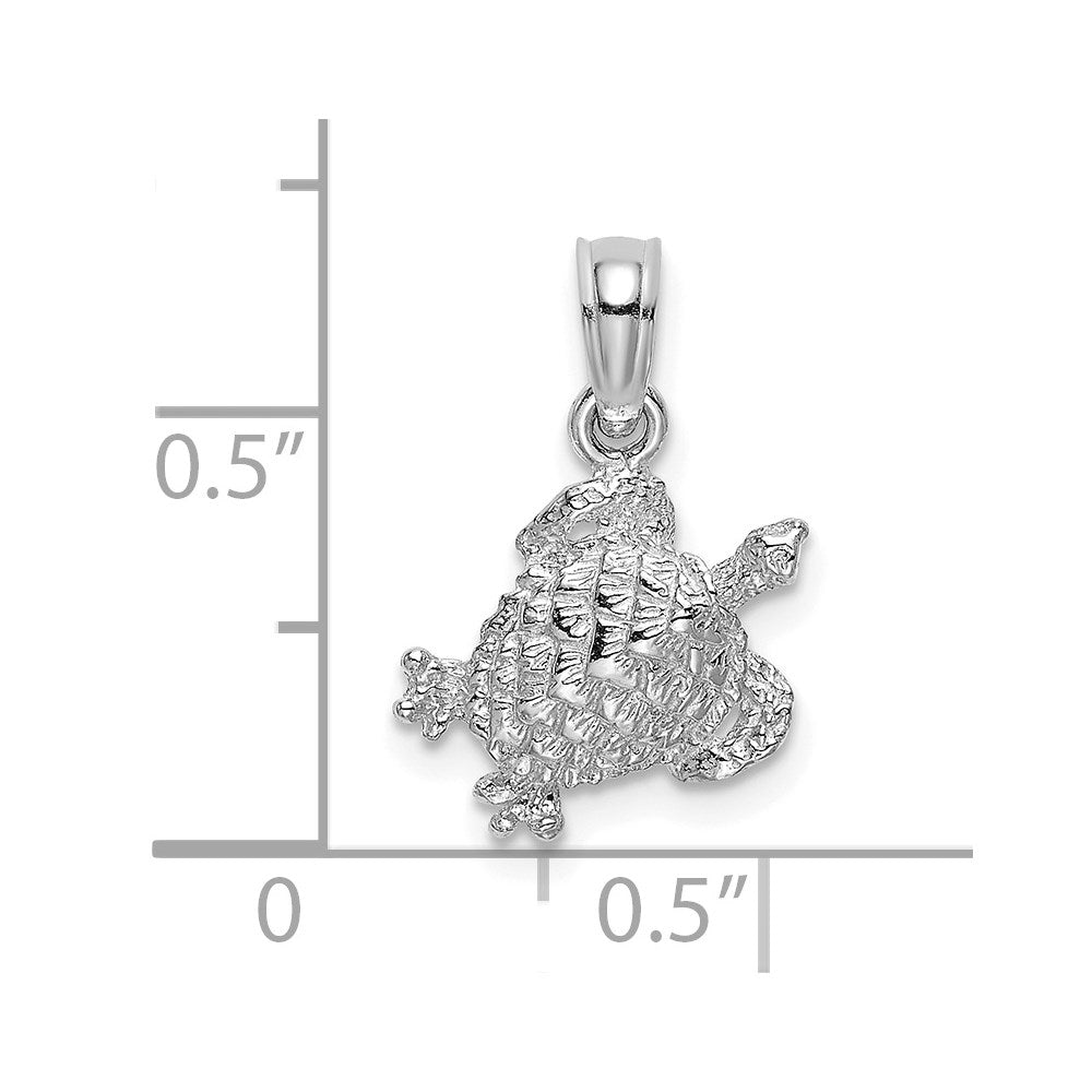 14K Weißgold Strukturiert Meer Schildkröte Charm