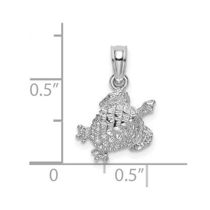 14K Weißgold Strukturiert Meer Schildkröte Charm