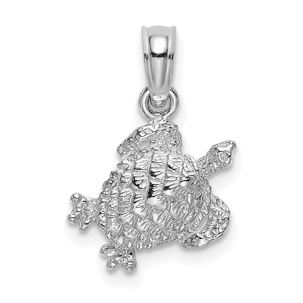 14K Weißgold Strukturiert Meer Schildkröte Charm