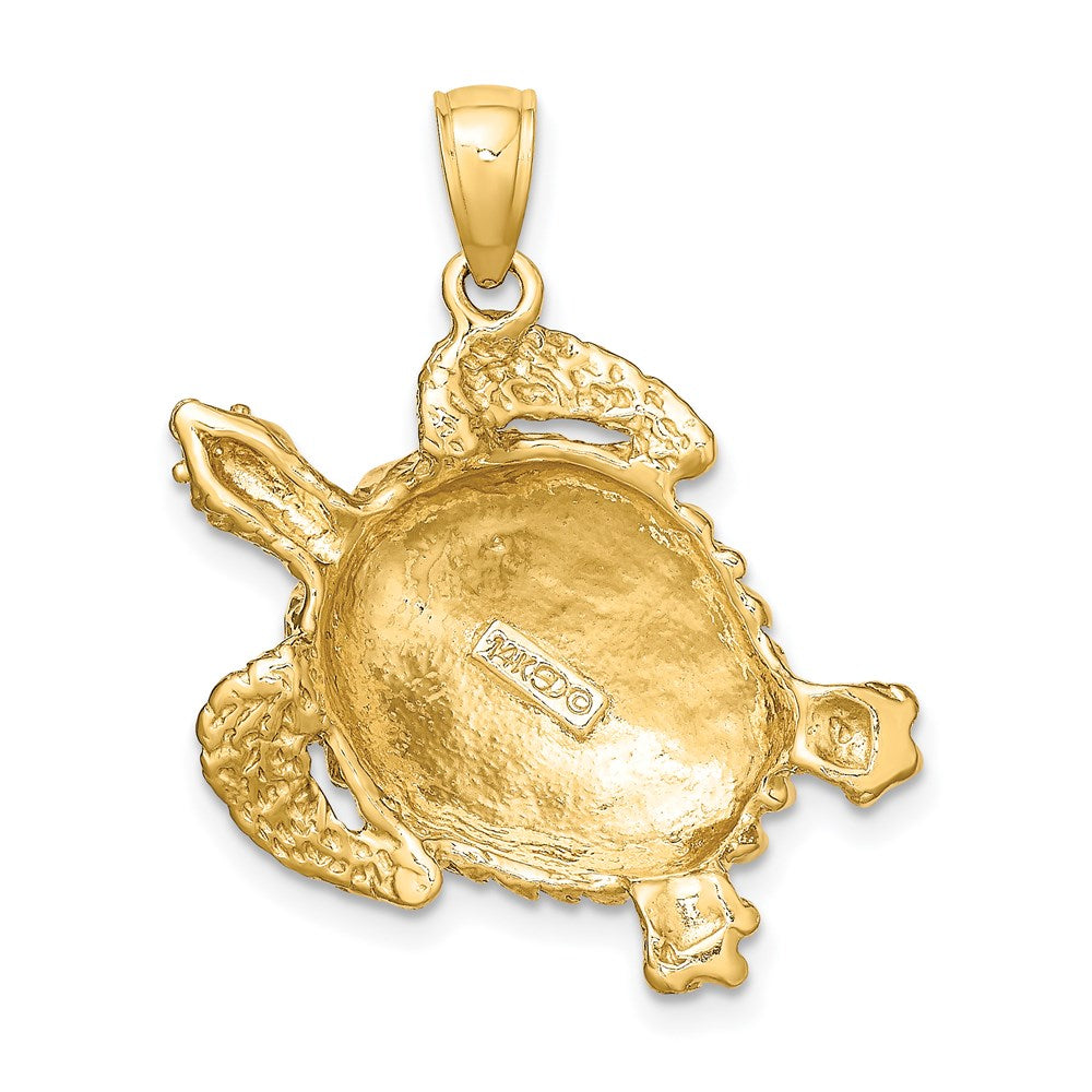 14K Gelbgold Charm Meeresschildkröte strukturiert