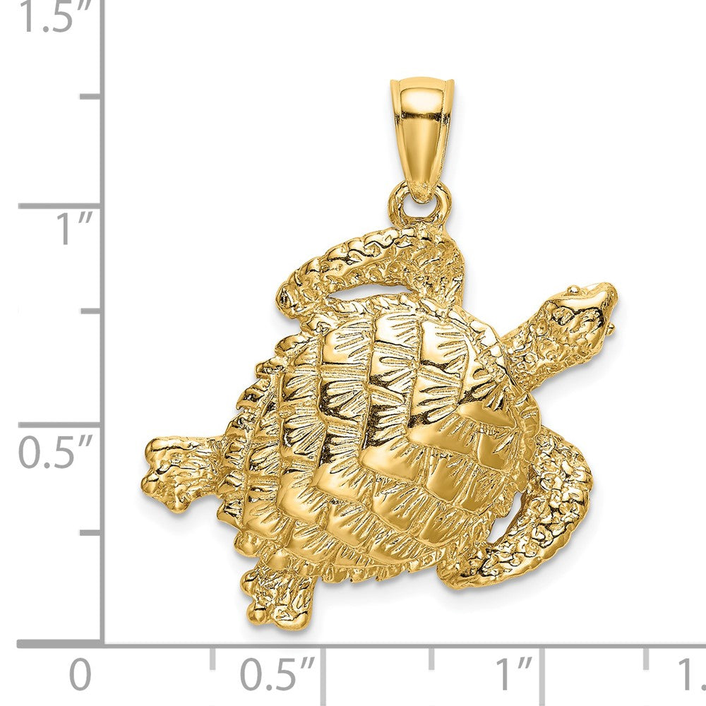 14K Gelbgold Charm Meeresschildkröte strukturiert