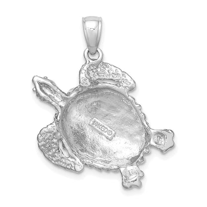 14K Weißgold Charm Schildkröte strukturiert