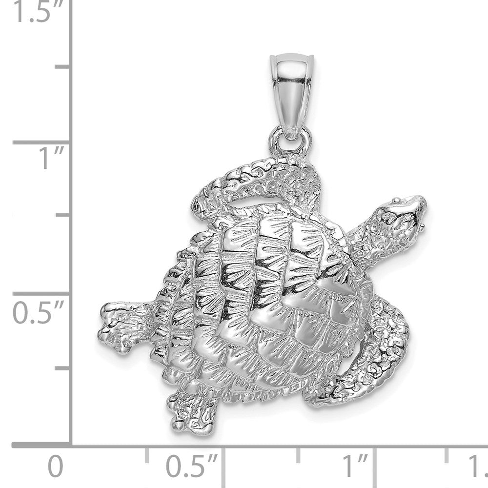 14K Weißgold Charm Schildkröte strukturiert