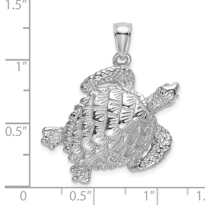 14K Weißgold Charm Schildkröte strukturiert