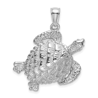 14K Weißgold Charm Schildkröte strukturiert