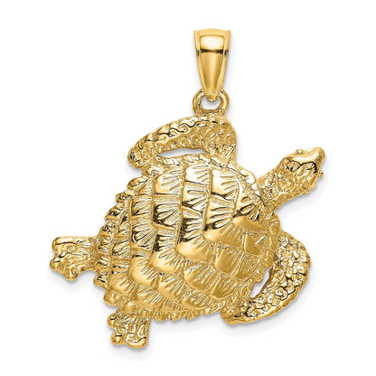 14K Gelbgold Charm Meeresschildkröte strukturiert