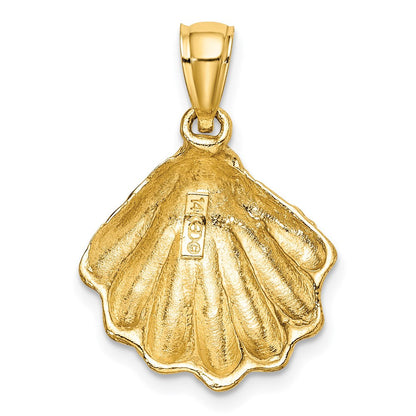 14K Gelbgold Charm Austernschale strukturiert
