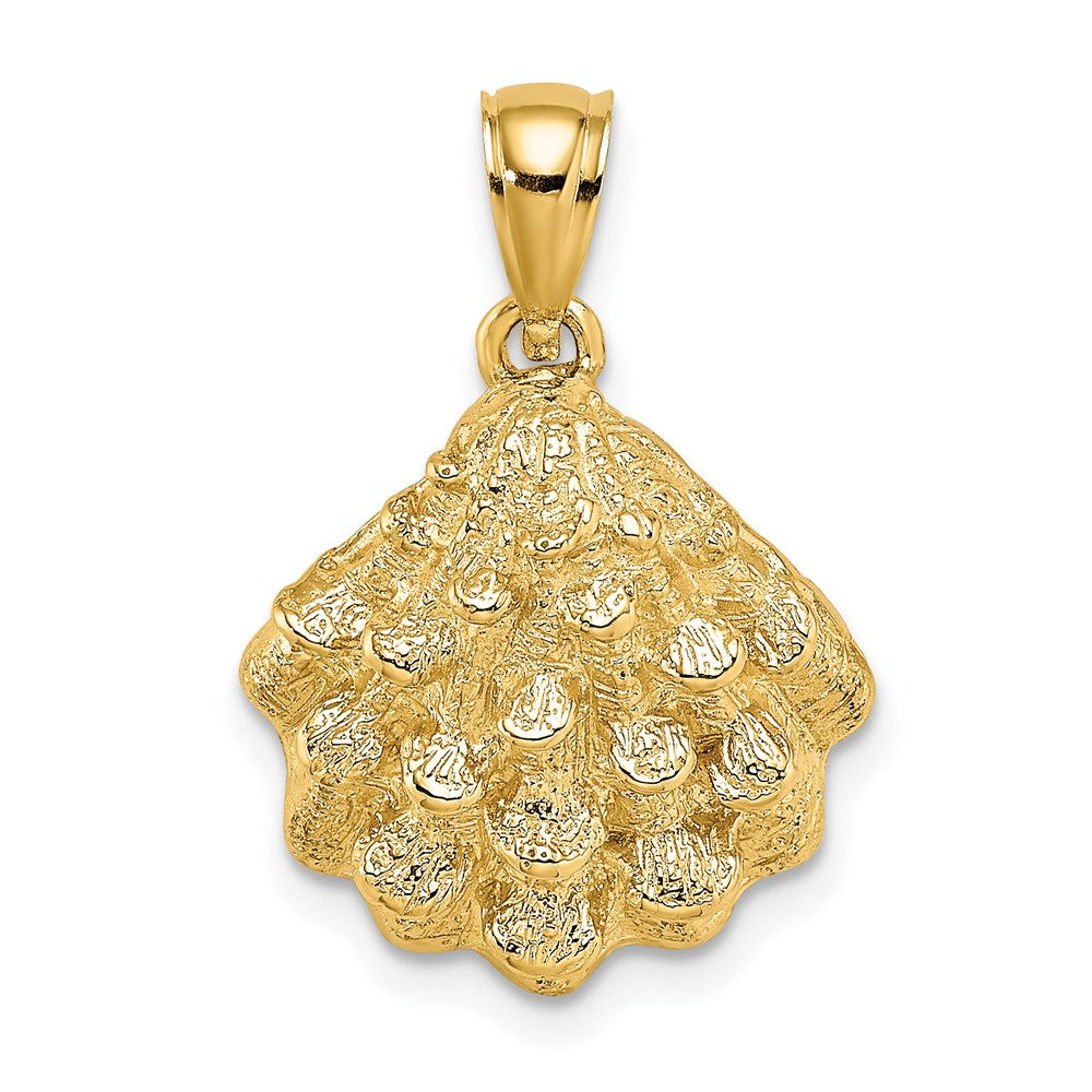 14K Gelbgold Charm Austernschale strukturiert