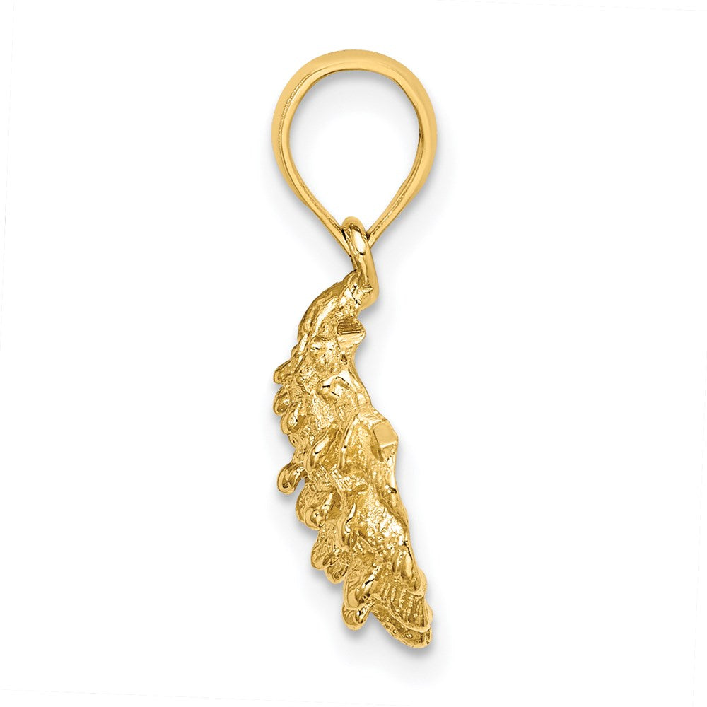 14K Gelbgold Charm Austernschale strukturiert