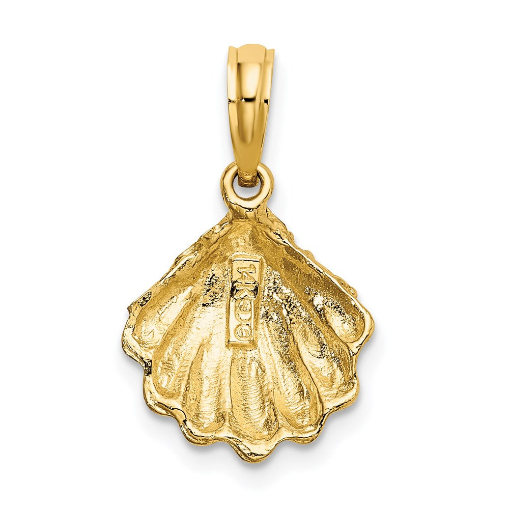 14K Gelbgold Charm Austernschale strukturiert