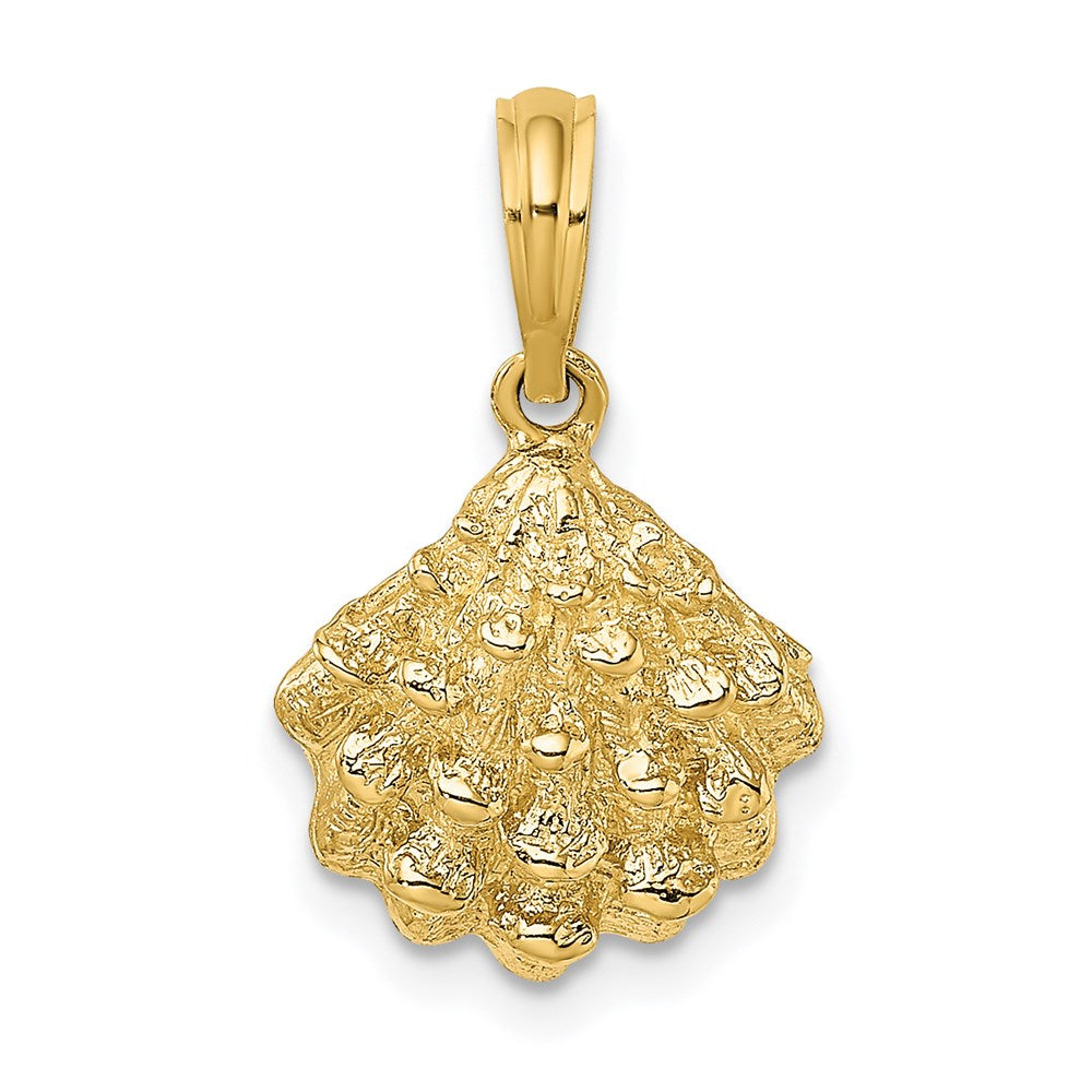 14K Gelbgold Charm Austernschale strukturiert