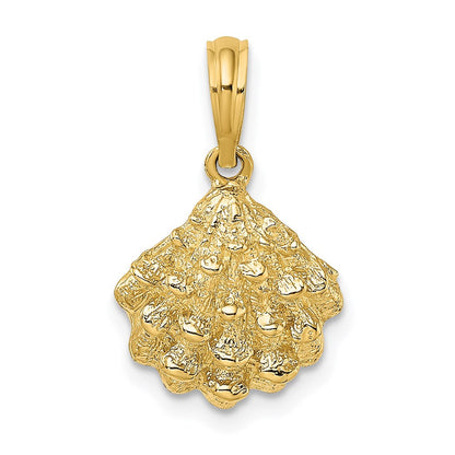 14K Gelbgold Charm Austernschale strukturiert