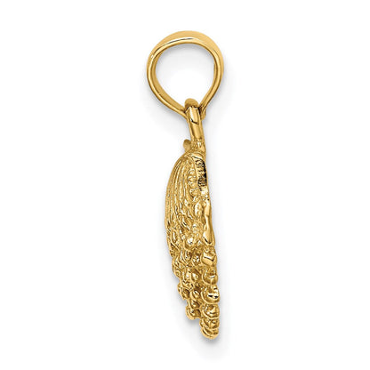 14K Gelbgold Strukturiert Muschel Charm