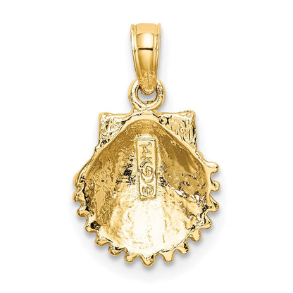 14K Gelbgold Strukturiert Muschel Charm