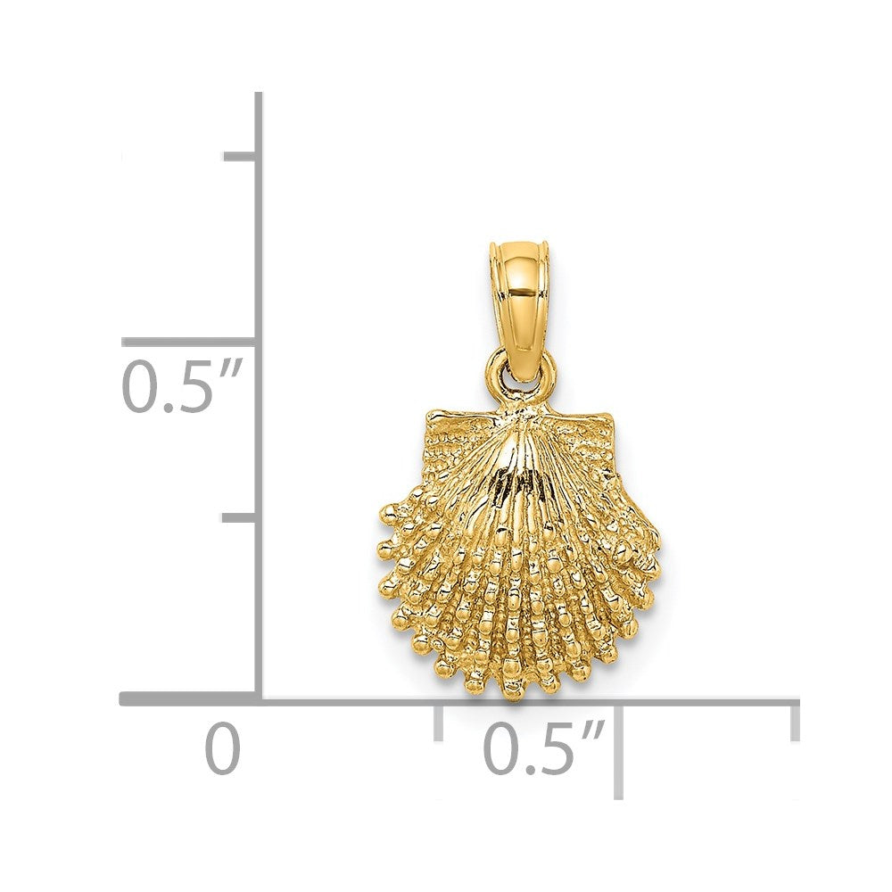14K Gelbgold Strukturiert Muschel Charm