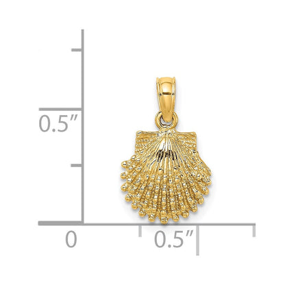 14K Gelbgold Strukturiert Muschel Charm