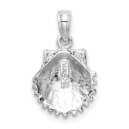 14K Weißgold Strukturiert Muschel Charm
