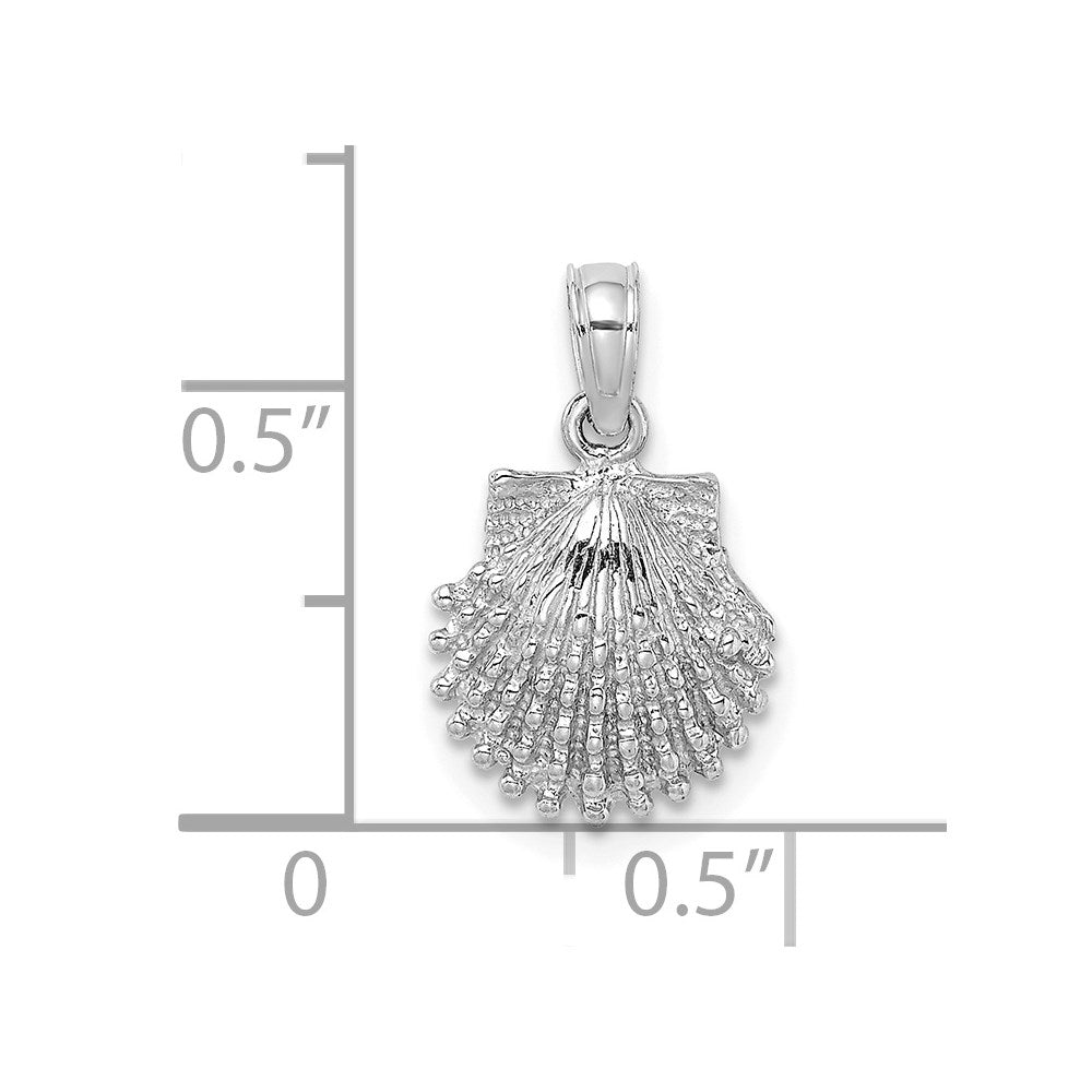 14K Weißgold Strukturiert Muschel Charm