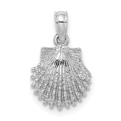 14K Weißgold Strukturiert Muschel Charm