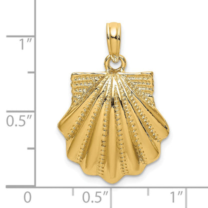 14K Gelbgold Charm mit strukturierter Muschelschale
