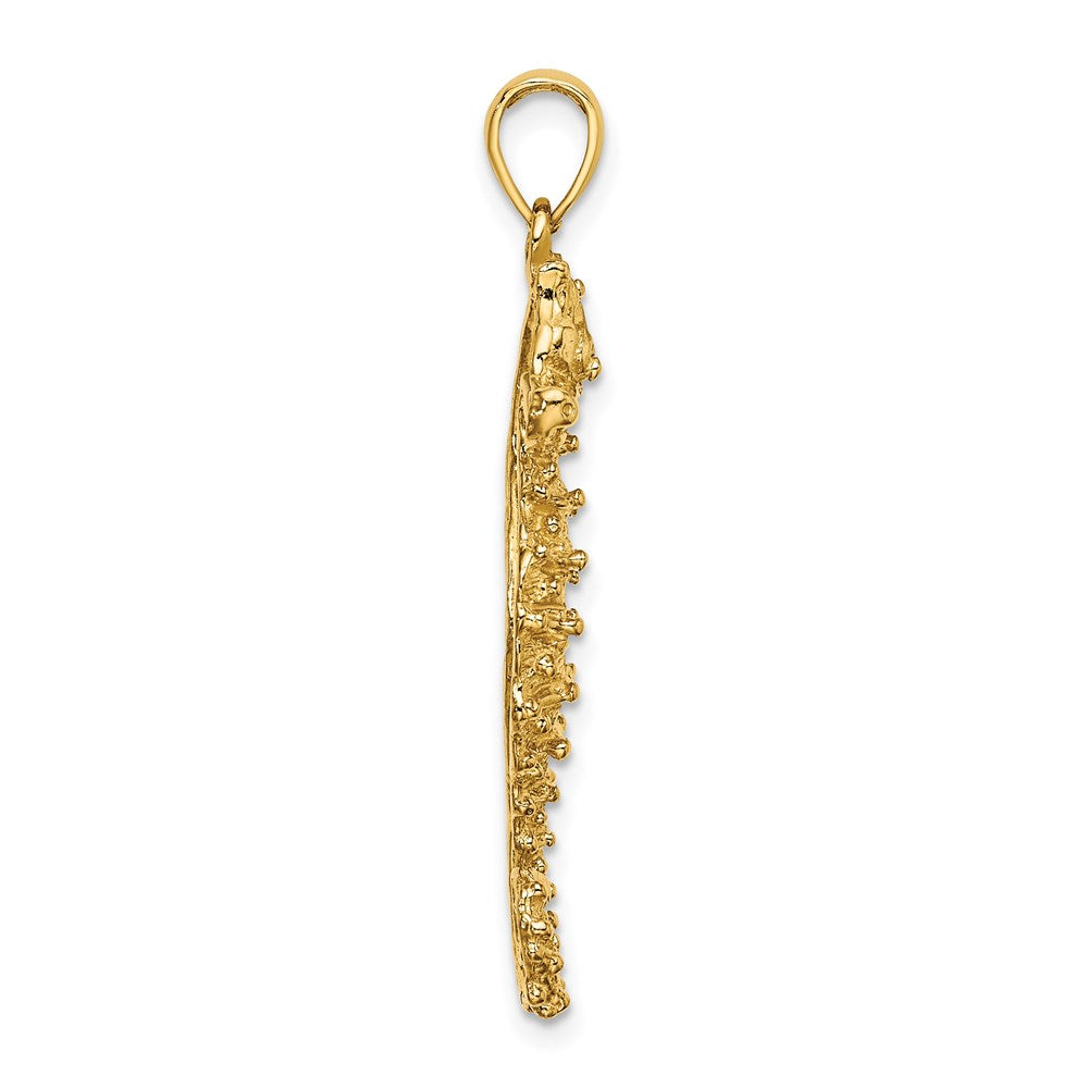 14K Gelbgold Seepferdchen-Charm mit strukturierter Oberfläche