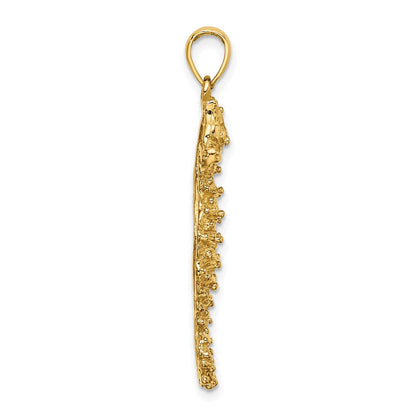 14K Gelbgold Seepferdchen-Charm mit strukturierter Oberfläche
