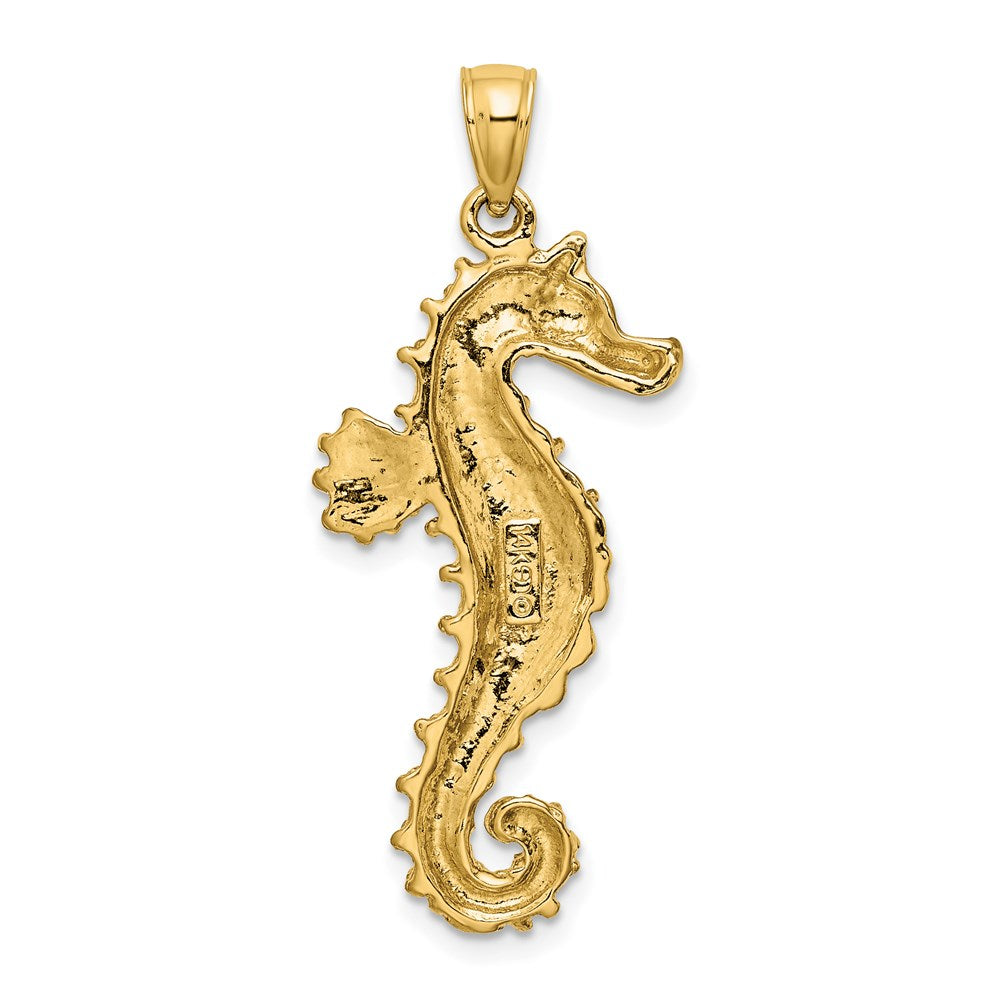 14K Gelbgold Seepferdchen-Charm mit strukturierter Oberfläche