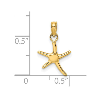 14K Gelbgold Poliert Mini Dancing Seestern Charm