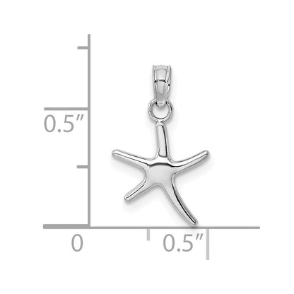 14K Weißgold Poliert Mini Dancing Seestern Charm
