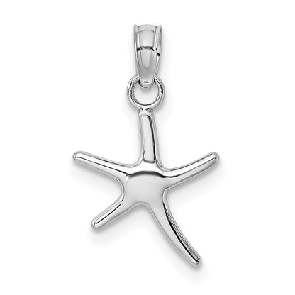 14K Weißgold Poliert Mini Dancing Seestern Charm