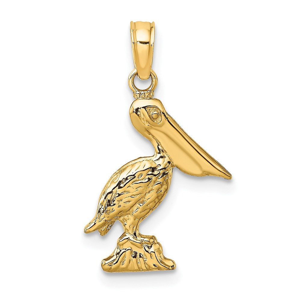 14K Gelbgold 3D-Pelikan-stehend-Charm