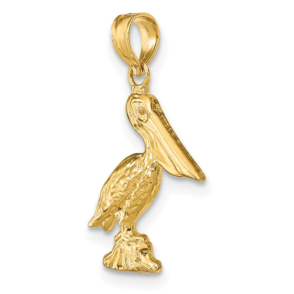 14K Gelbgold 3D-Pelikan-stehend-Charm