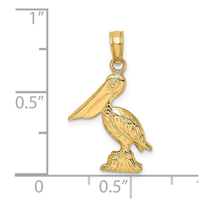 14K Gelbgold 3D-Pelikan-stehend-Charm
