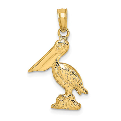 14K Gelbgold 3D-Pelikan-stehend-Charm