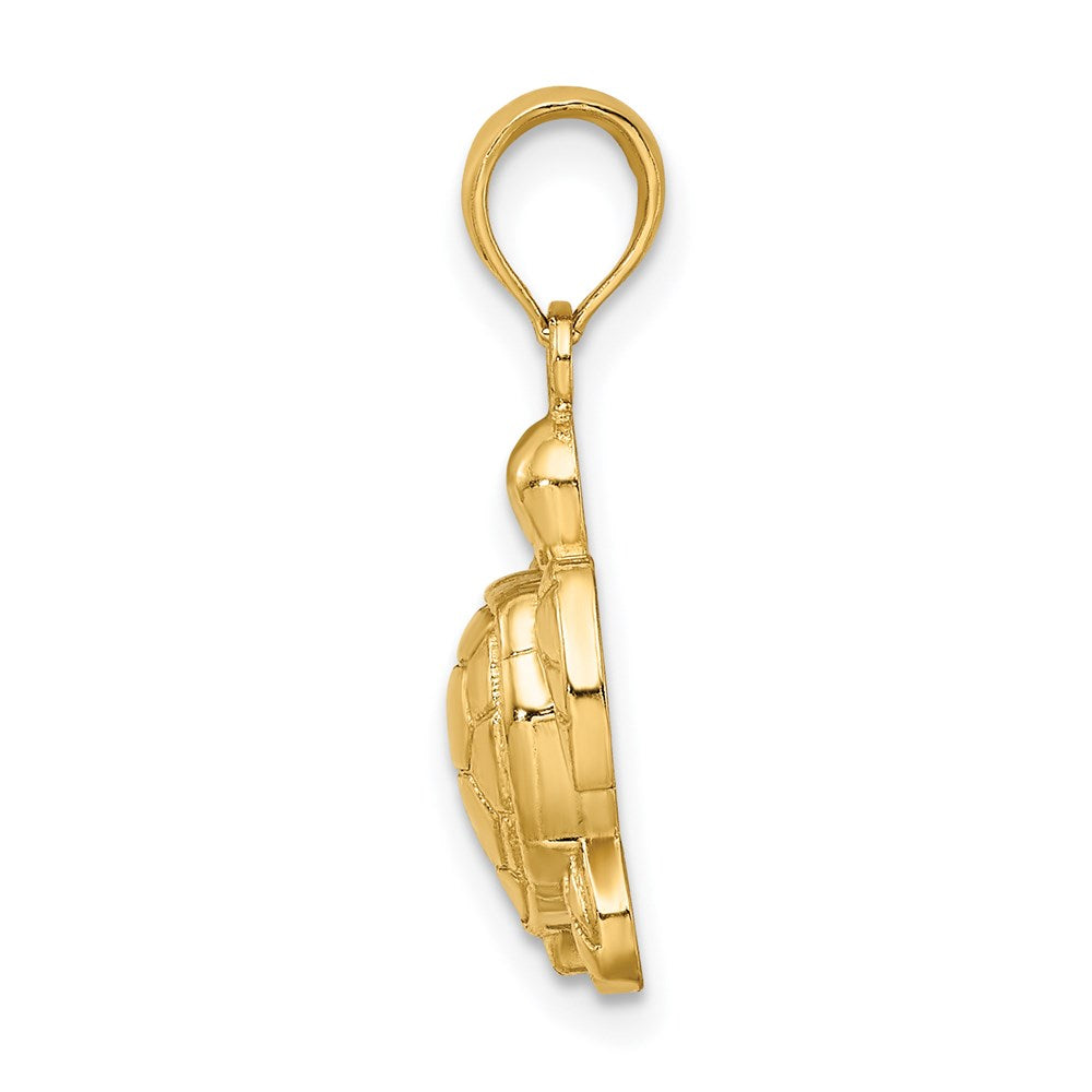 14K Gelbgold Strukturiert Meer Schildkröte Charm